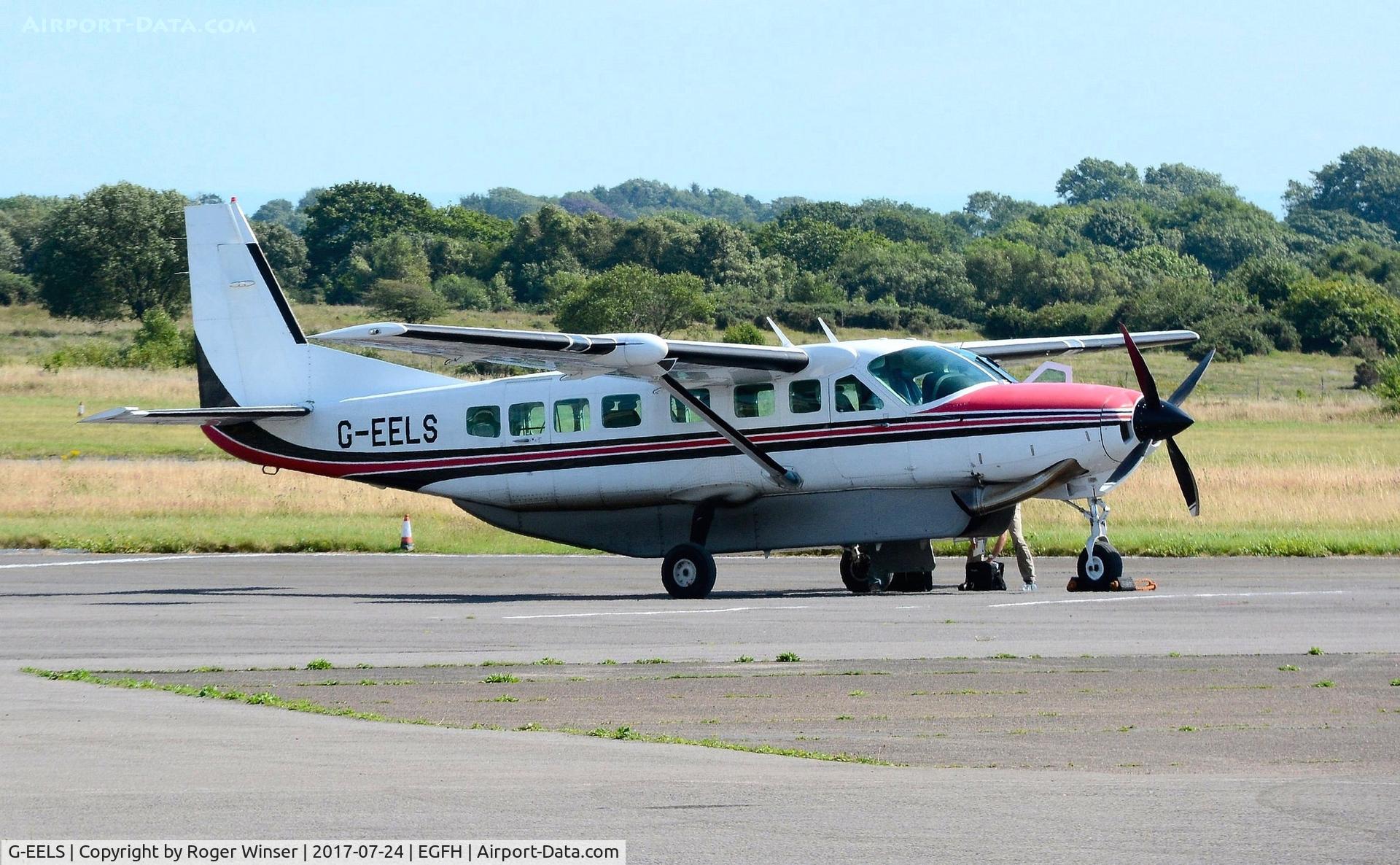 G-EELS, 1997 Cessna 208B Grand Caravan C/N 208B0619, Grand Caravan aircraft operated by Glass Eels. The aircraft will provide aerial TV coverage for a golf championship held in Porthcawl.