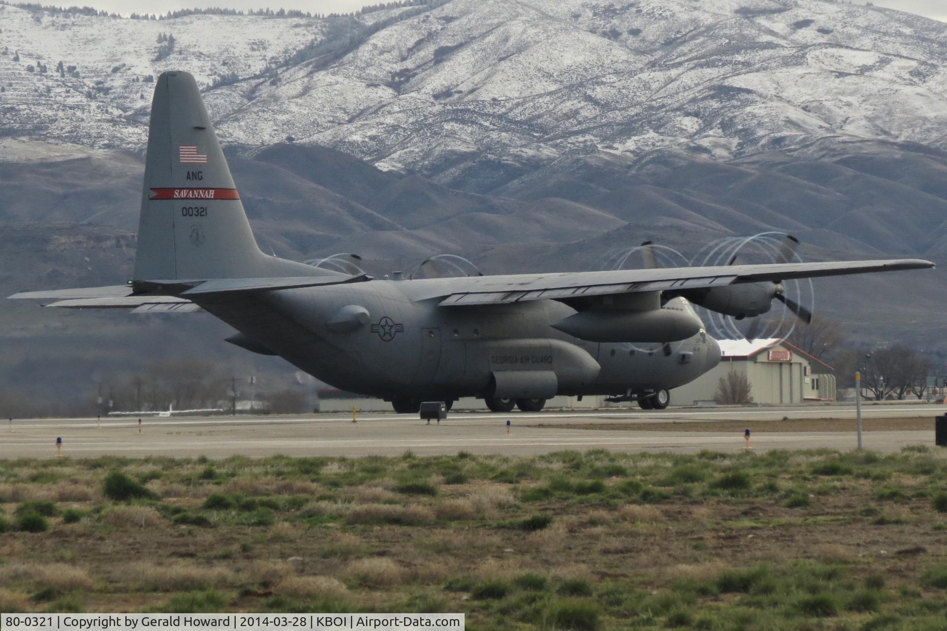 80-0321, 1980 Lockheed C-130H Hercules C/N 382-4902, Starting take off roll on RWY 10R. 165th Airlift Wing, Georgia ANG.