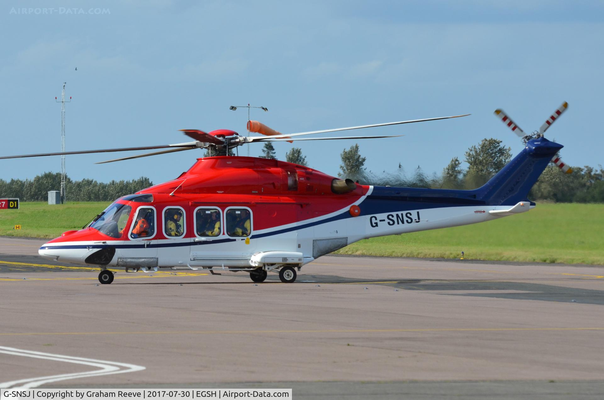 G-SNSJ, 2012 AgustaWestland AW-139 C/N 41268, Just landed at Norwich.