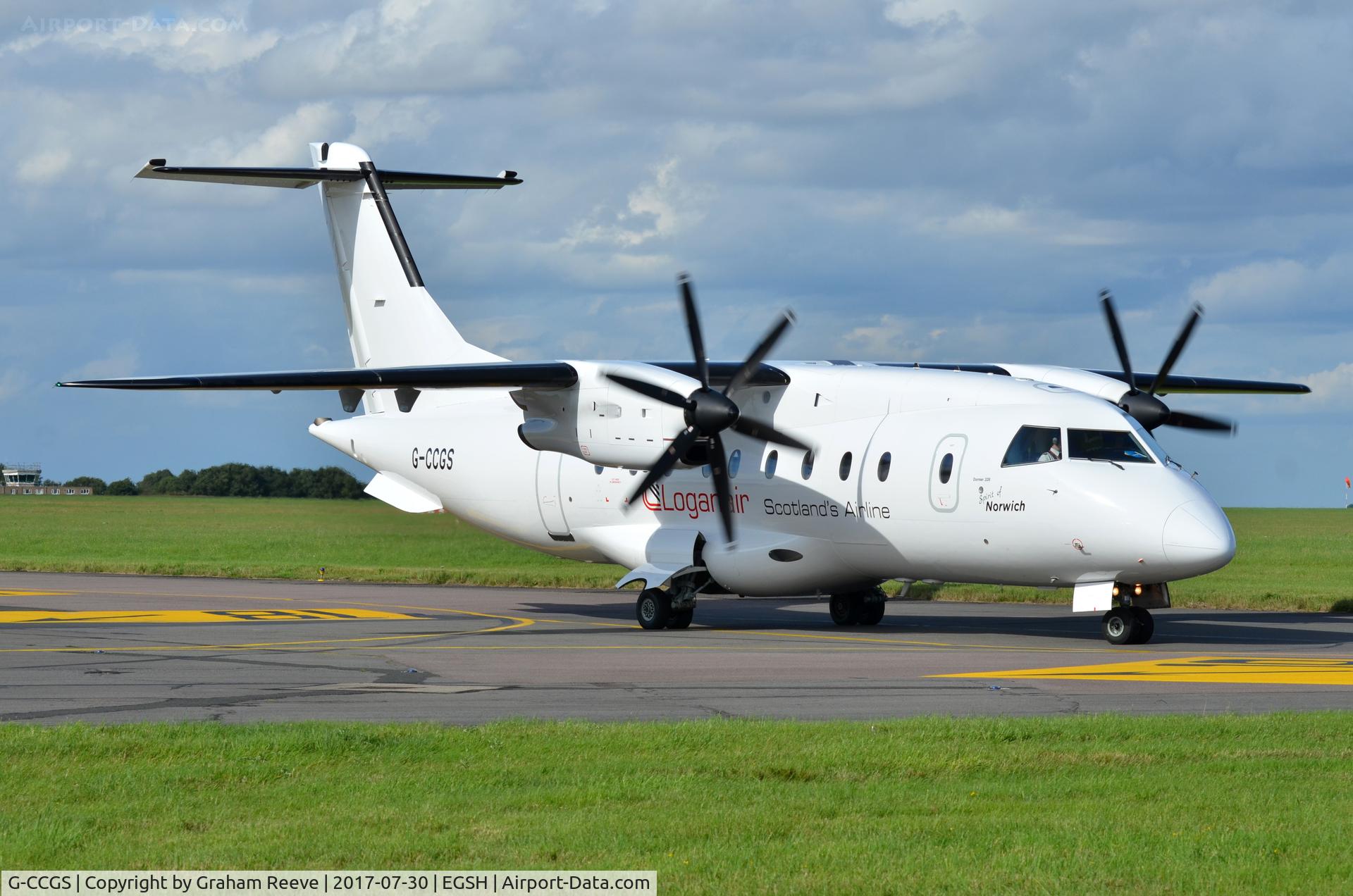 G-CCGS, 1998 Dornier 328-100 C/N 3101, Just landed at Norwich