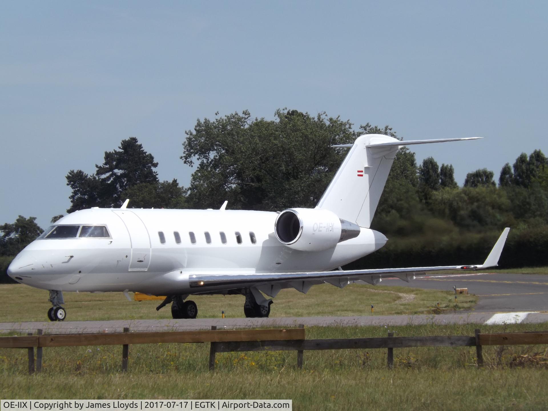 OE-IIX, 2010 Bombardier Challenger 605 (CL-600-2B16) C/N 5849, Just about to roll on take off at Oxford Airport.
