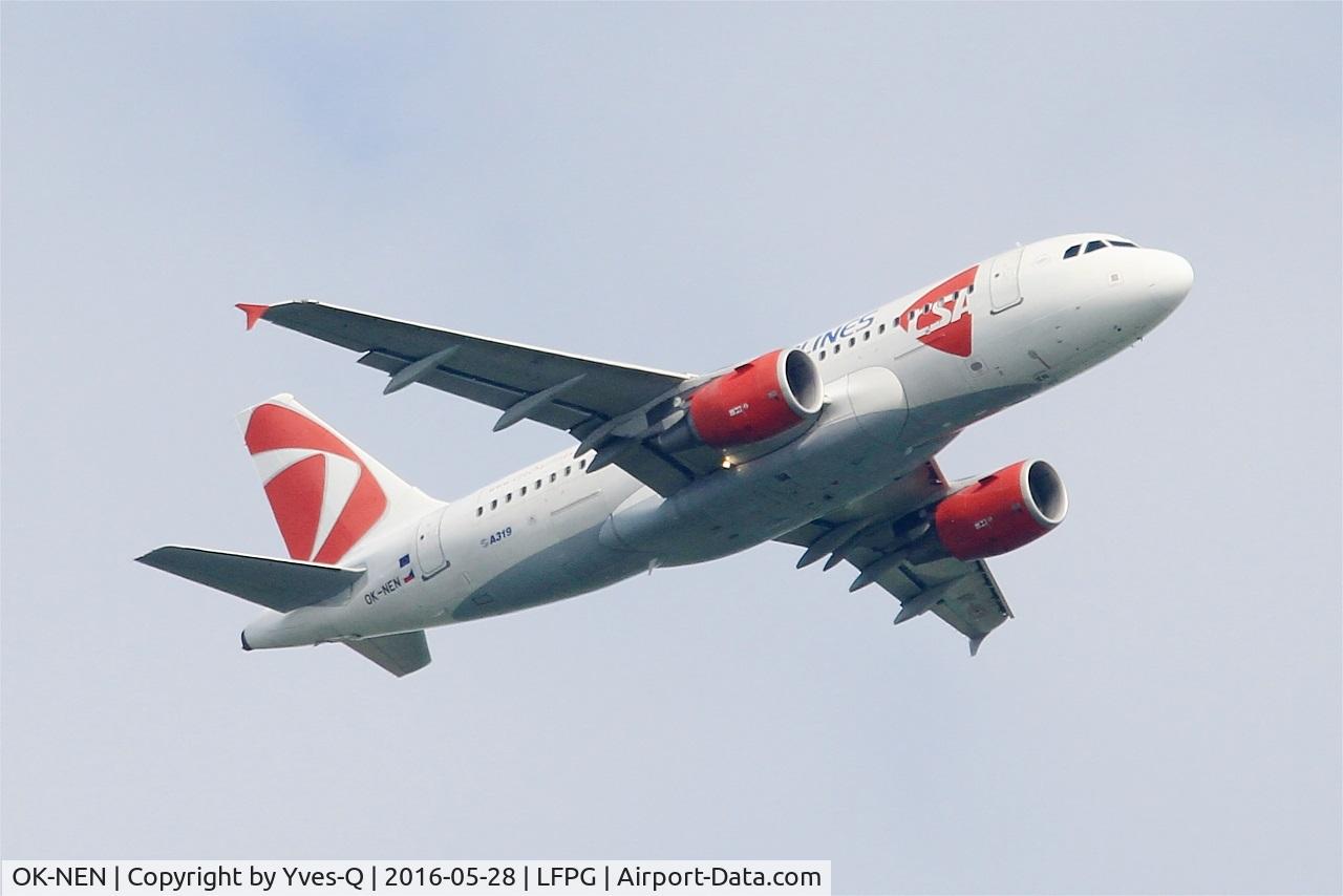 OK-NEN, 2008 Airbus A319-112 C/N 3436, Airbus A319-112, Take off rwy 06R, Roissy Charles De Gaulle airport (LFPG-CDG)