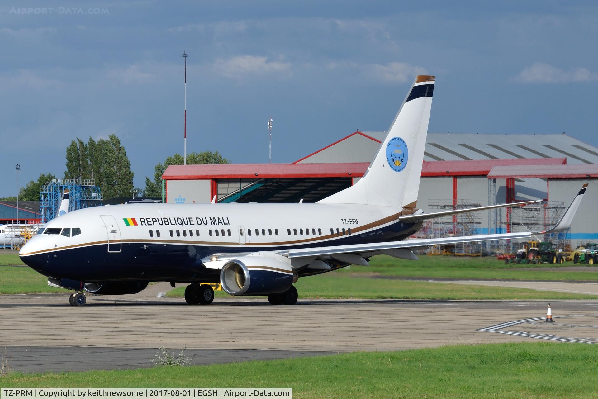 TZ-PRM, 1999 Boeing 737-7BC C/N 30328, Leaving Norwich.