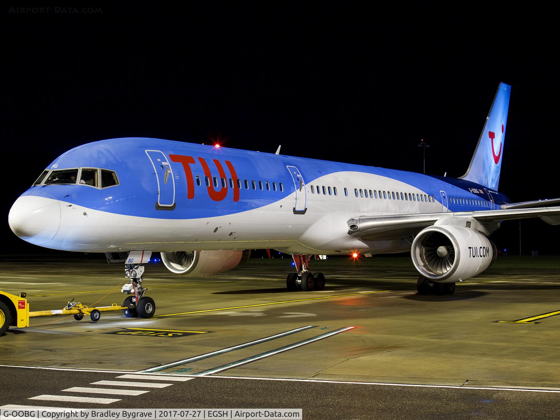 G-OOBG, 1999 Boeing 757-236 C/N 29942, Sat on stand 5 at NWI