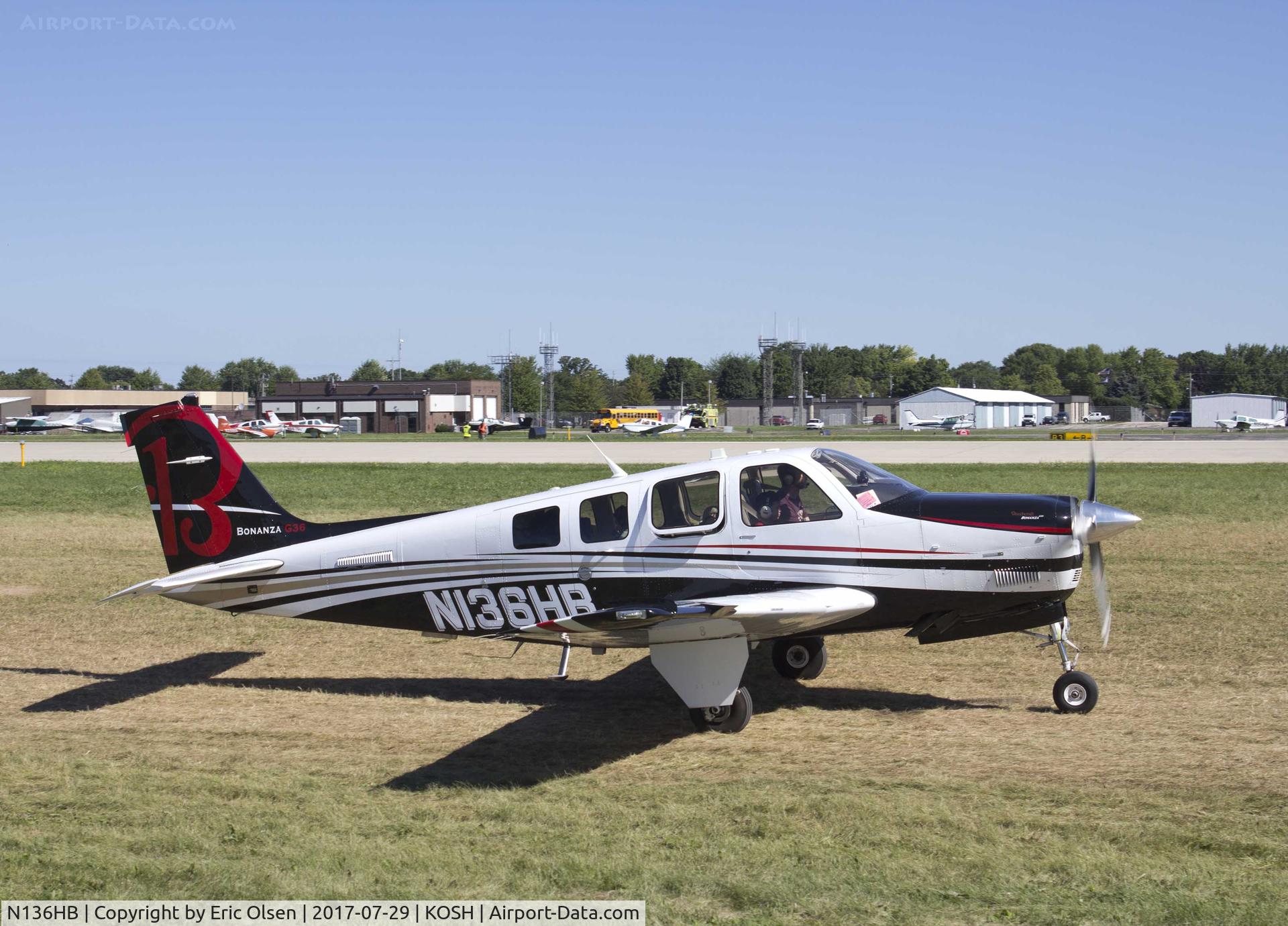 N136HB, Hawker Beechcraft Corp G36 Bonanza C/N E-3946, Taxing out for departure at Airventure.