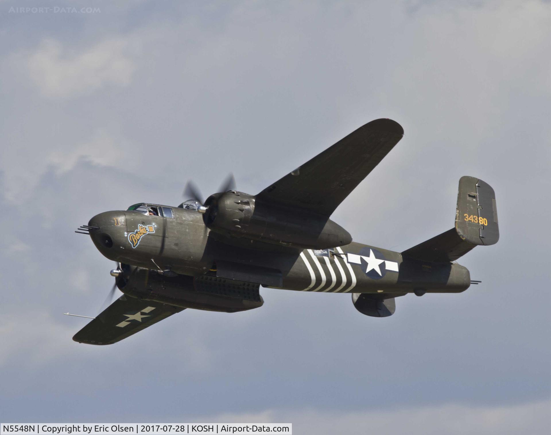 N5548N, 1943 North American B-25H Mitchell C/N 98-21107, B-25H over Airventure