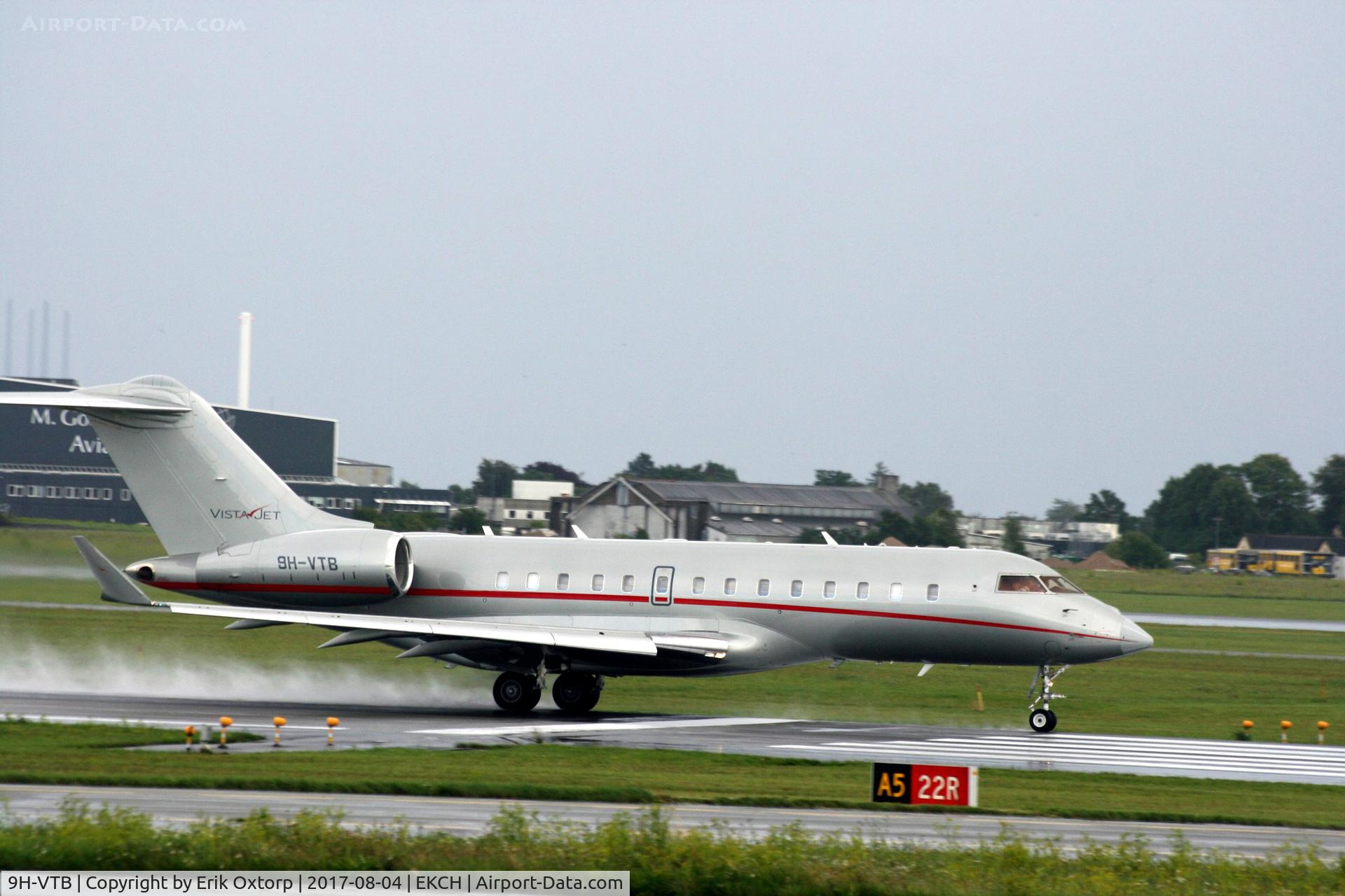 9H-VTB, 2013 Bombardier BD-700-1A11 Global 5000 C/N 9566, 9H-VTB taking off rw 22R