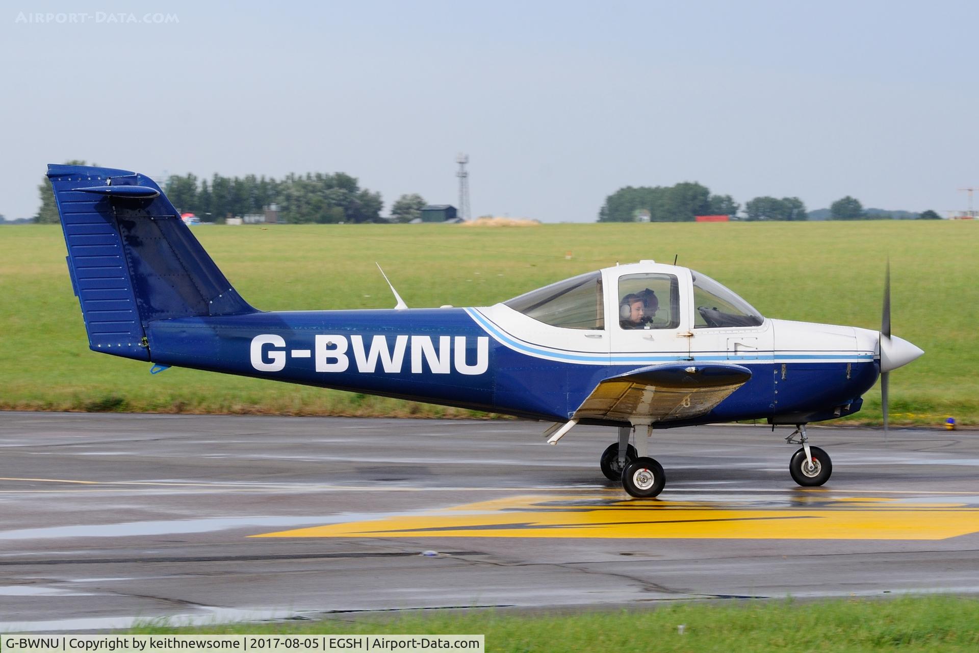 G-BWNU, 1978 Piper PA-38-112 Tomahawk Tomahawk C/N 38-78A0334, Leaving Norwich.