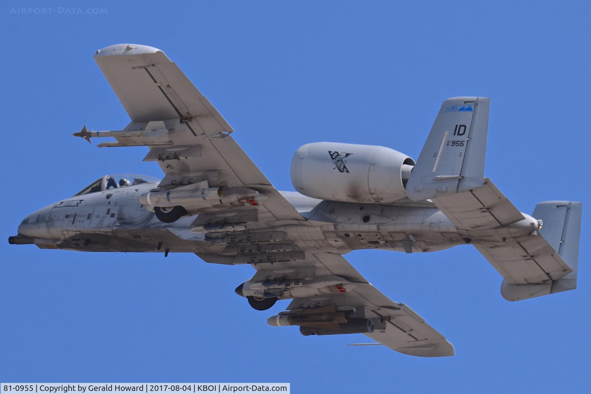 81-0955, 1981 Fairchild Republic A-10C Thunderbolt II C/N A10-0650, Low approach to RWY 28L.  190th Fighter Sq., Idaho ANG.