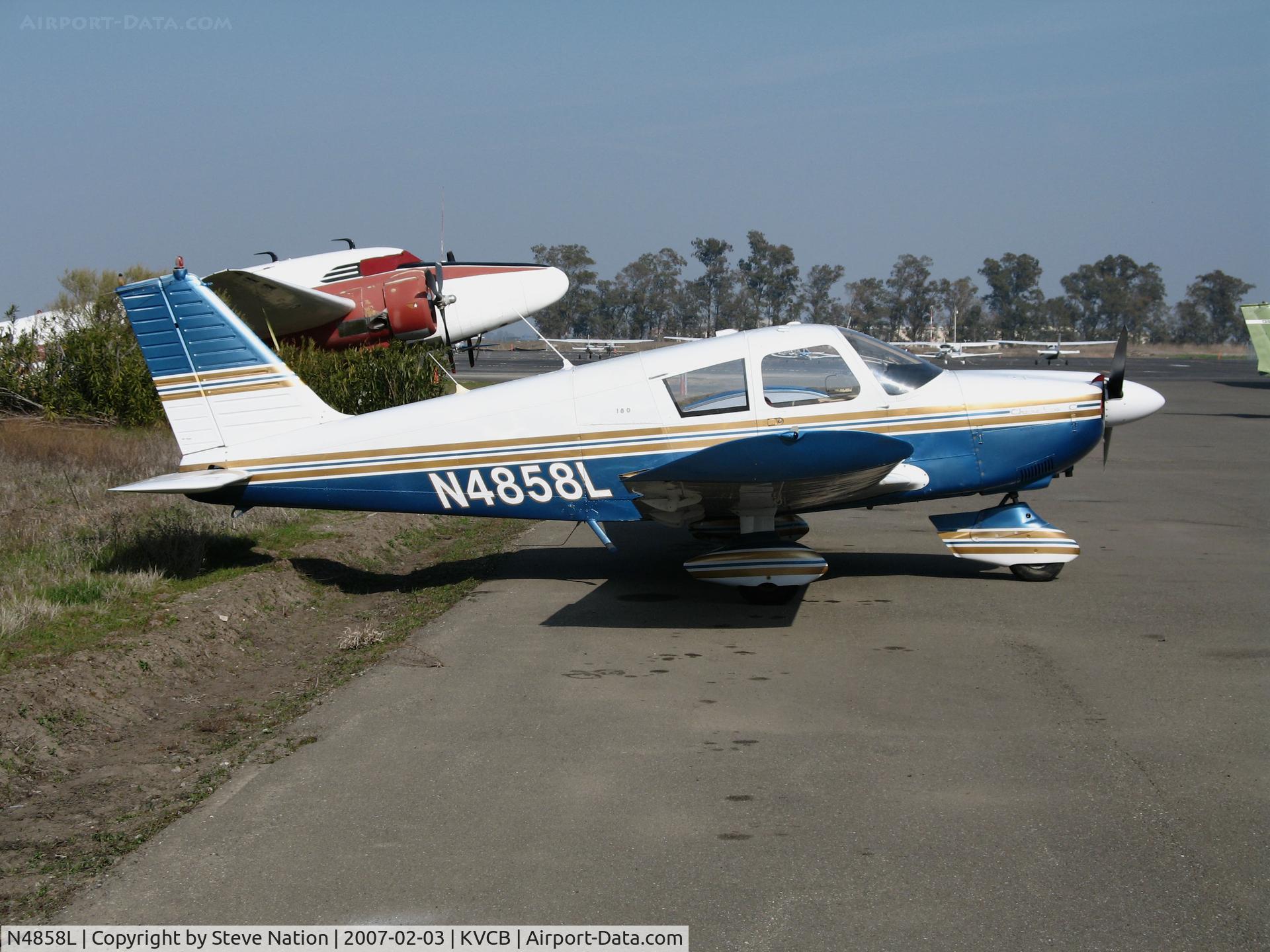 N4858L, 1967 Piper PA-28-180 C/N 28-4208, Locally-based 1967 Piper PA-28-180 Cherokee  @ Nut Tree Airport, Vacaville, CA (to new owner Fallon, NV 2009-10-06 then to new owner Cresson, TX 2014-06-16)