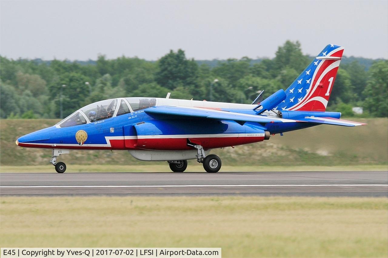 E45, Dassault-Dornier Alpha Jet E C/N E45, Dassault-Dornier Alpha Jet E (F-TETF), Leader of Patrouille de France 2017, Landing rwy 29, St Dizier-Robinson Air Base 113 (LFSI)