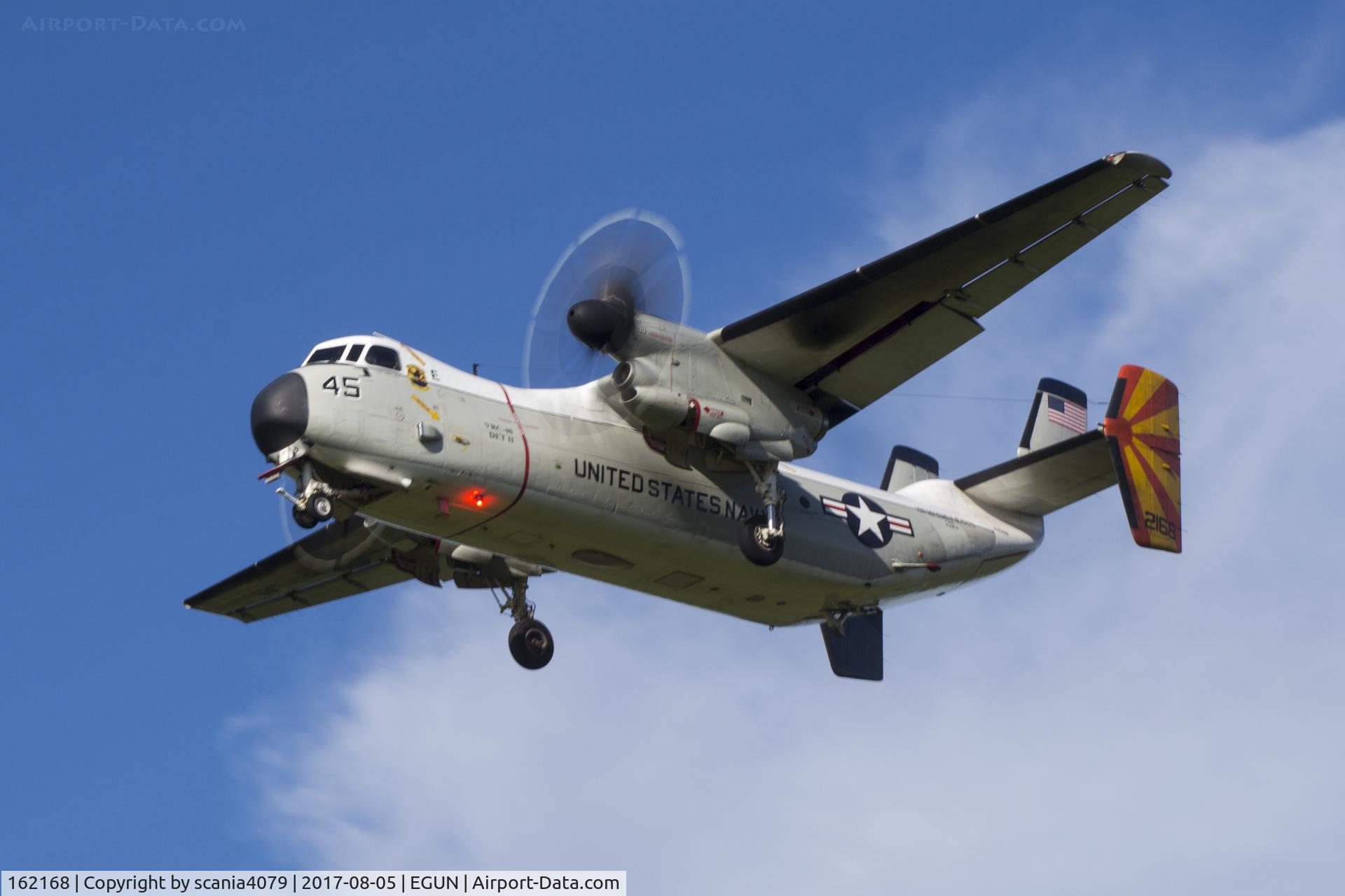 162168, Grumman C-2A Greyhound Greyhound C/N 48, C-2A 162168  on approach to RAF Mildenhall after a flight out to the USS George HW Bush (CVN-77) off the West Coast of Scotland