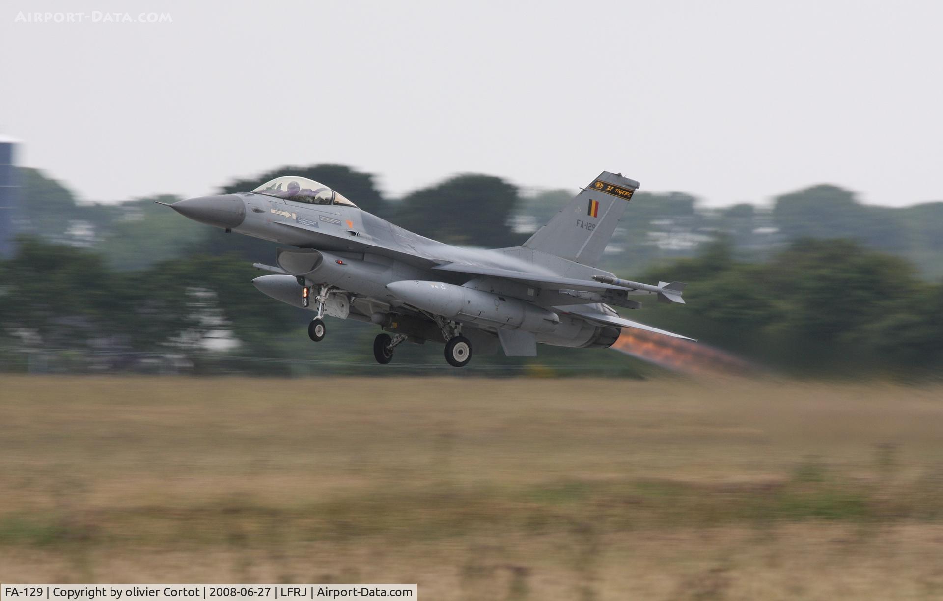 FA-129, 1990 SABCA F-16AM Fighting Falcon C/N 6H-129, taking off from Landivisiau
