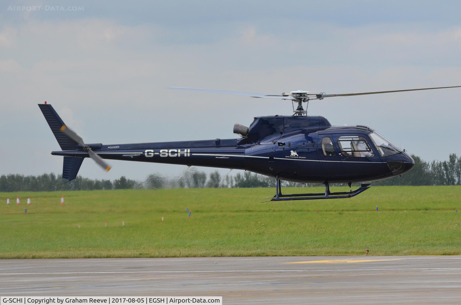 G-SCHI, 2000 Eurocopter AS-350B-2 Ecureuil Ecureuil C/N 3337, Departing from Norwich.