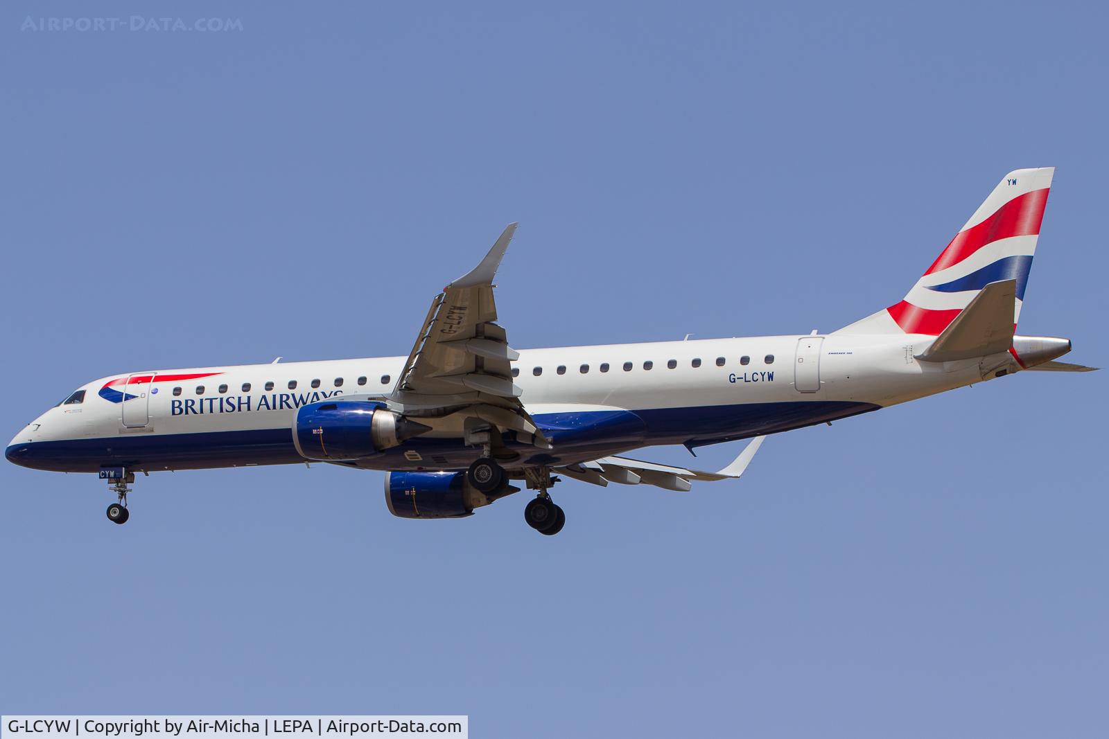 G-LCYW, 2008 Embraer 190SR (ERJ-190-100SR) C/N 19000163, BA CityFlyer