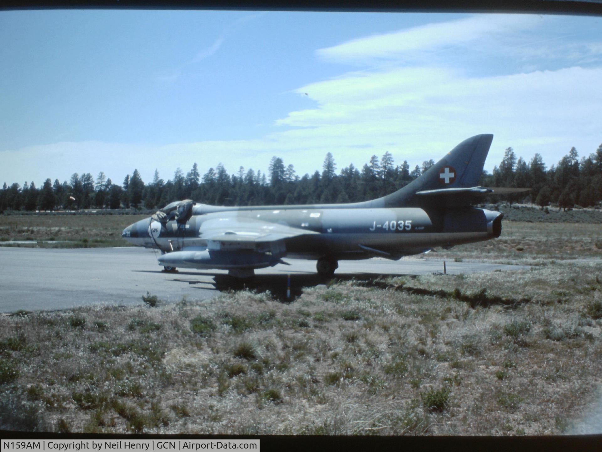 N159AM, Hawker Hunter F.58 C/N 41H-697402, Seen at Grand Canyon Airport in summer 2004 -  scanned from original slide