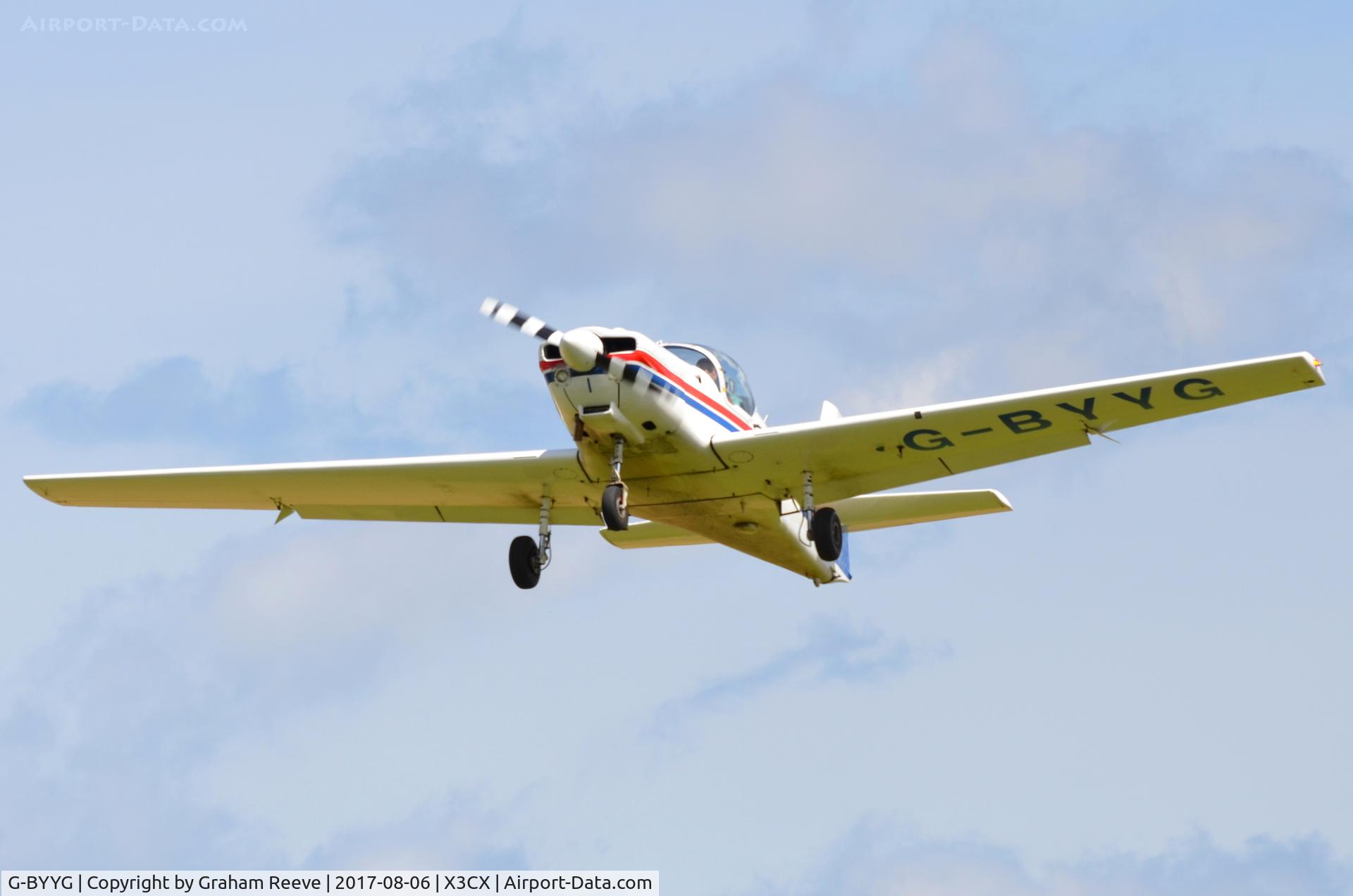 G-BYYG, 1990 Slingsby T-67C Firefly C/N 2101, Departing from Northrepps.