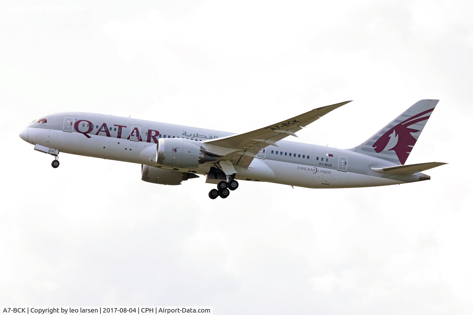 A7-BCK, 2012 Boeing 787-8 Dreamliner C/N 38329, Copenhagen 4.8.2017