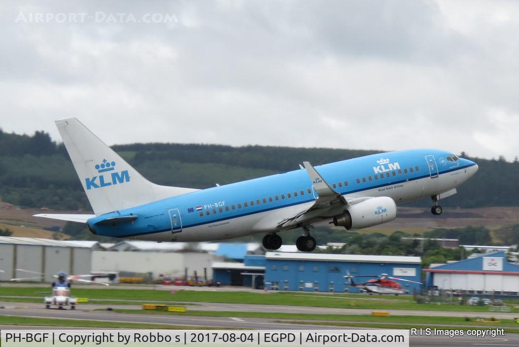 PH-BGF, 2008 Boeing 737-7K2 C/N 30365, PH-BGF Boeing 737/700 of KLM departing from Aberdeen Dyce Airport.