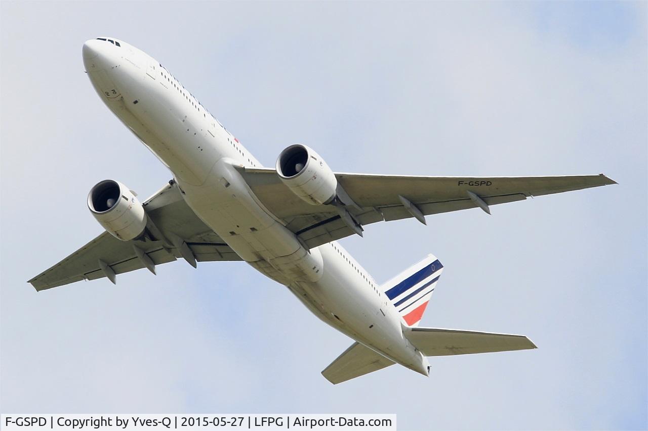 F-GSPD, 1998 Boeing 777-228/ER C/N 29005, Boeing 777-228-ER, Take off rwy 27L, Roissy Charles De Gaulle airport (LFPG-CDG)