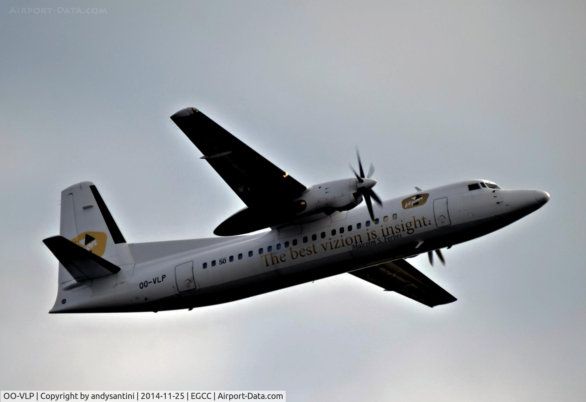 OO-VLP, 1991 Fokker 50 C/N 20209, just taken off from egcc