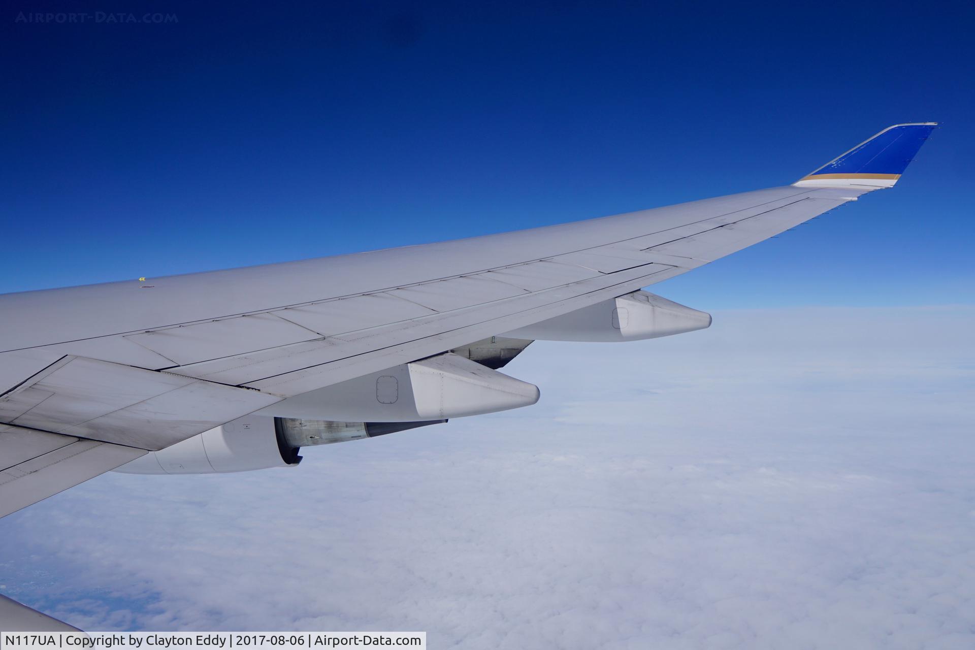 N117UA, 1999 Boeing 747-422 C/N 28810, Near Greenland. Last year of the United 747's. 2017.