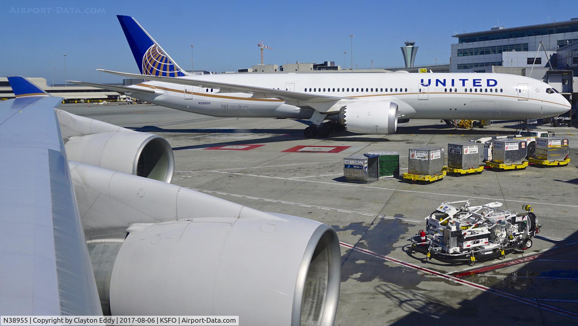 N38955, 2015 Boeing 787-9 Dreamliner C/N 37814, Picture taken from N117UA. SFO. 2017.
