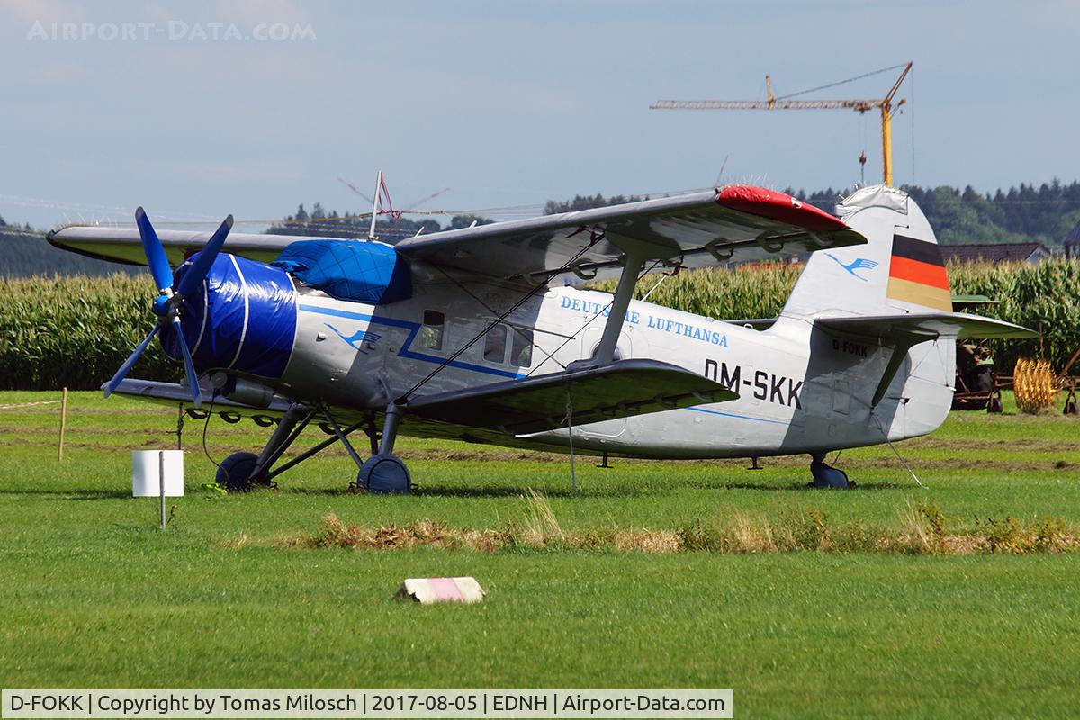 D-FOKK, Antonov An-2 C/N 19547304, ex DM-SKK at Airfield Bad Wörishofen, Bavaria, Germany