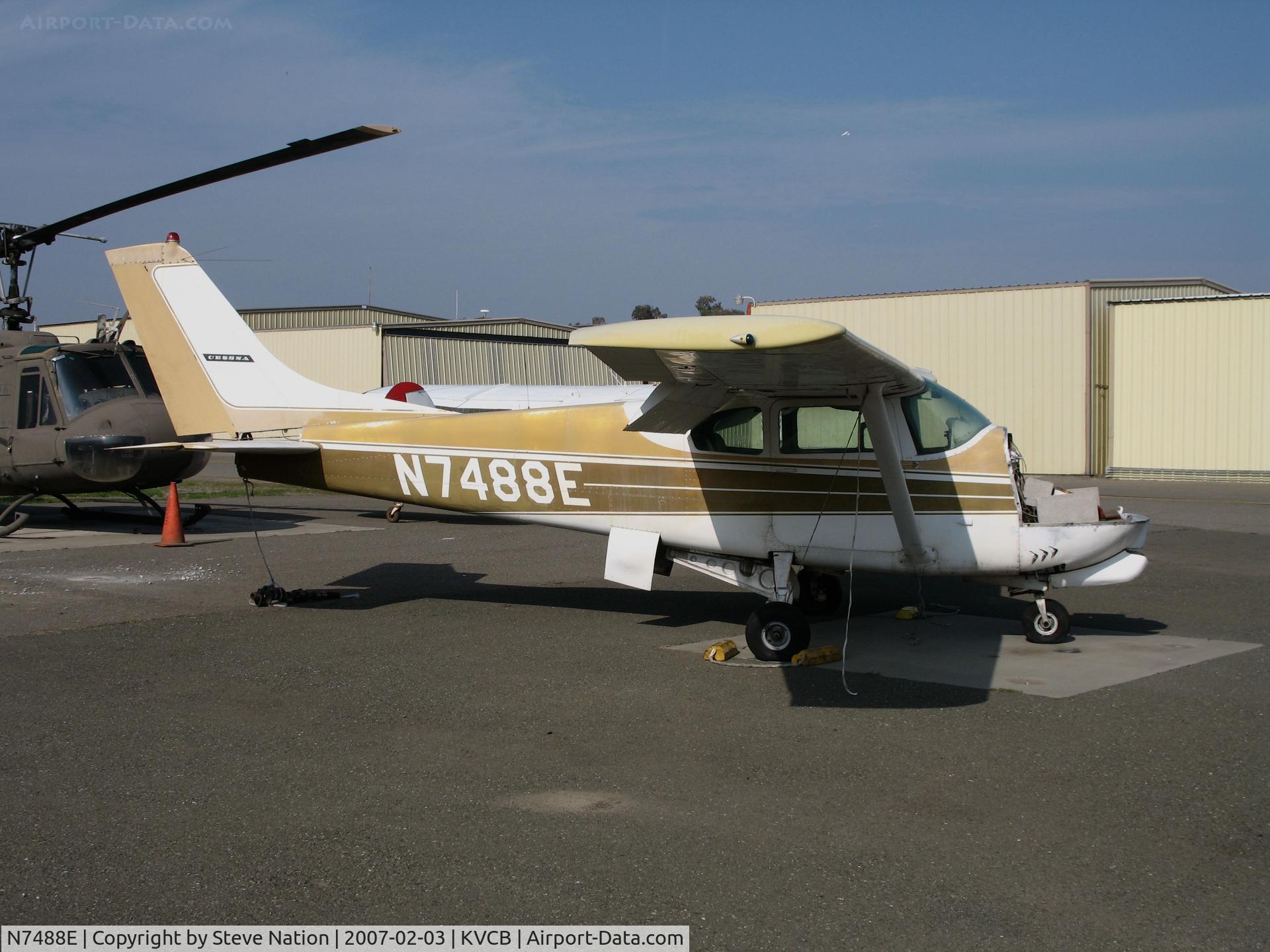 N7488E, 1960 Cessna 210 C/N 57188, Locally-based 1960 Cessna 210 minus engine owned by Solano Community college aviation program @ Nut Tree Airport, Vacaville, CA