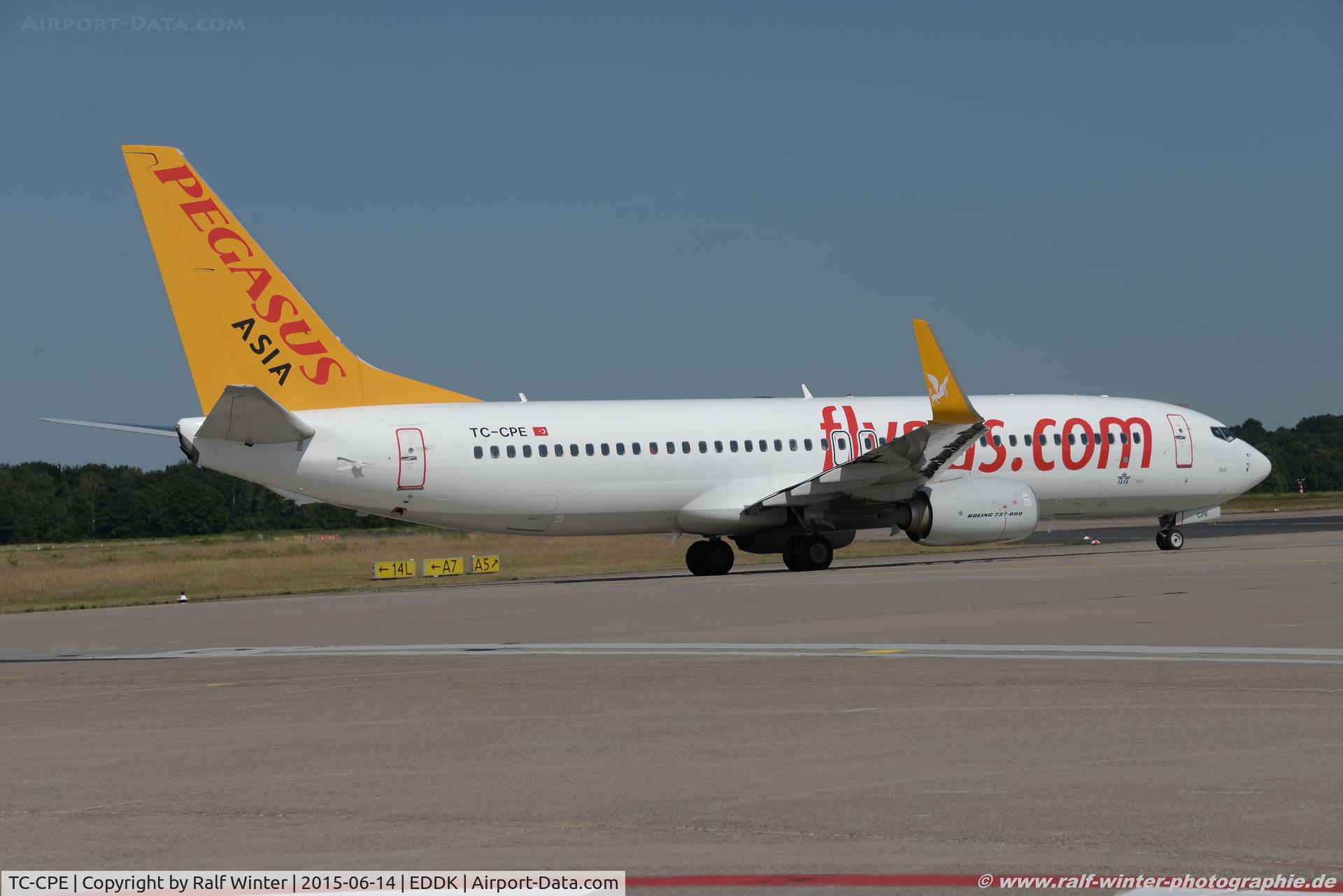 TC-CPE, 2012 Boeing 737-82R C/N 38178, Boeing 737-82R(W) - H9 PGT Pegasus Airlines 'Bade'- 38178 - TC-CPE - 14.06.2015 - CGN