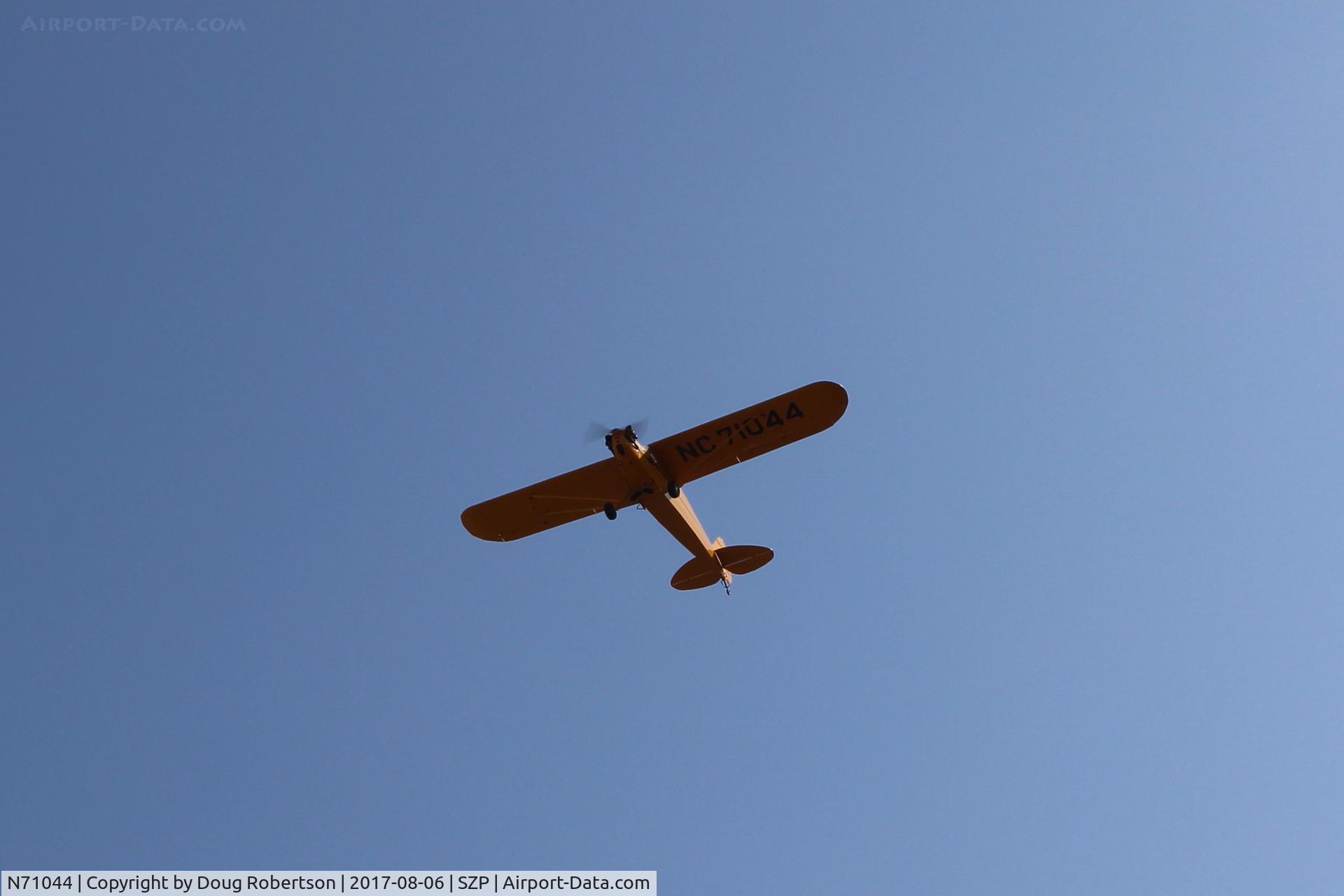 N71044, 1946 Piper J3C-65 Cub Cub C/N 18064, 1946 Piper J3C-65 CUB, Continental A&C-65 65 Hp, another takeoff climb Rwy 22