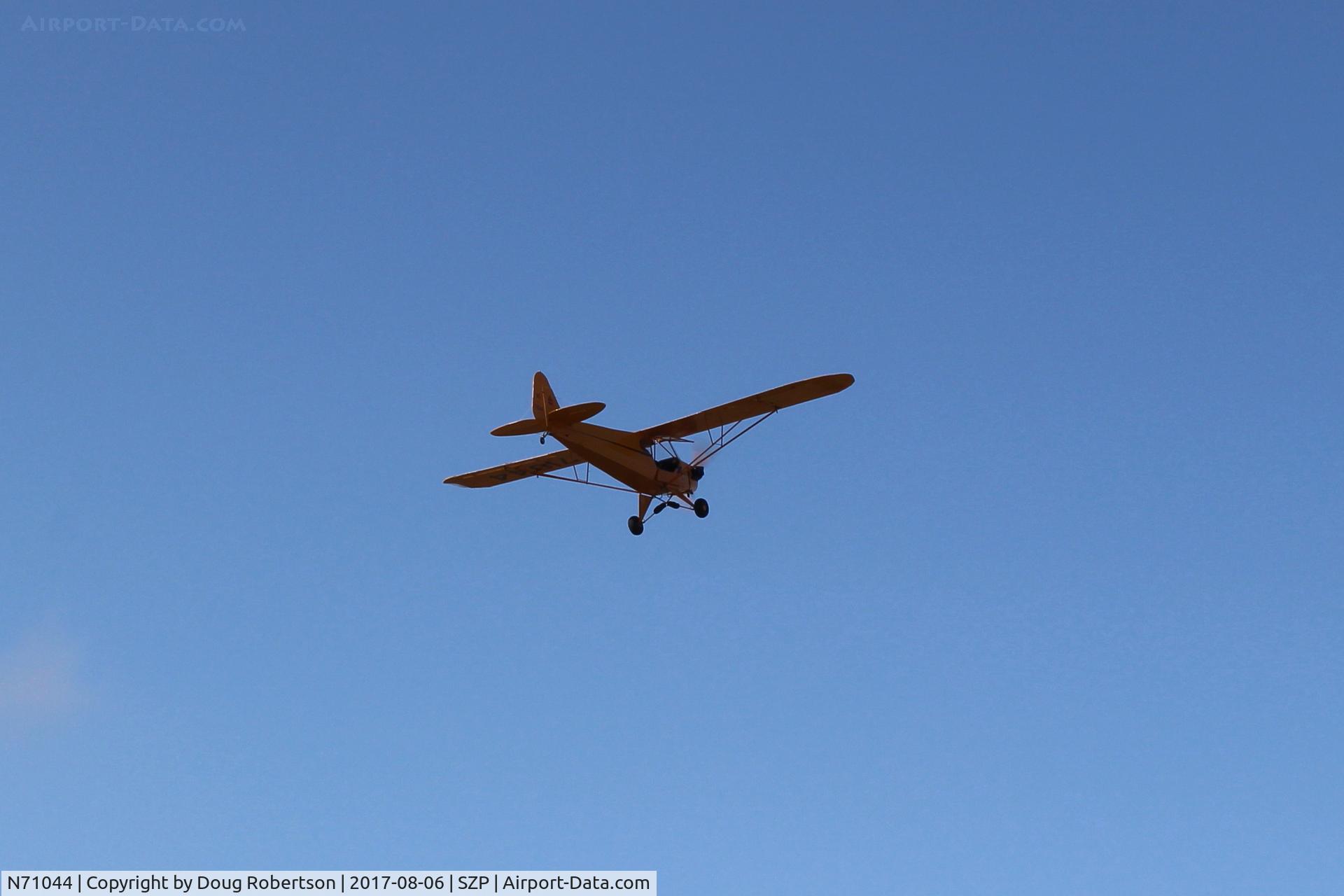 N71044, 1946 Piper J3C-65 Cub Cub C/N 18064, 1946 Piper J3C-65 CUB, Continental A&C-65 65 Hp, original takeoff climb taken from other side of Rwy 22, -3 takeoff photo sequences total