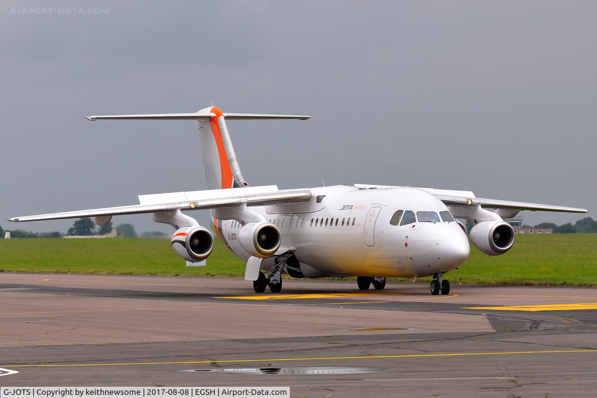 G-JOTS, 1999 British Aerospace Avro 146-RJ100 C/N E3355, Operating for Loganair, first visit.