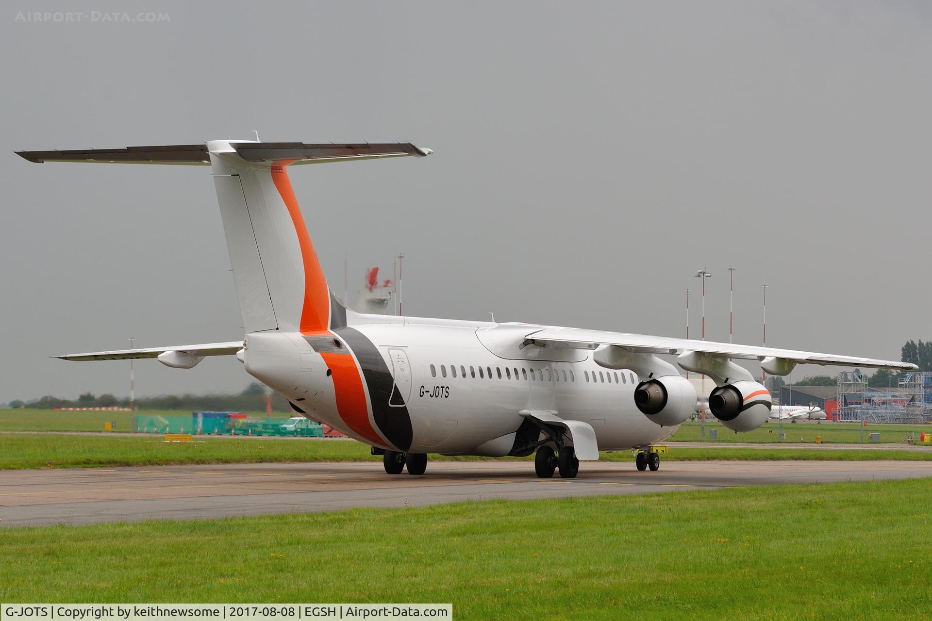 G-JOTS, 1999 British Aerospace Avro 146-RJ100 C/N E3355, Operating for Loganair, first visit.