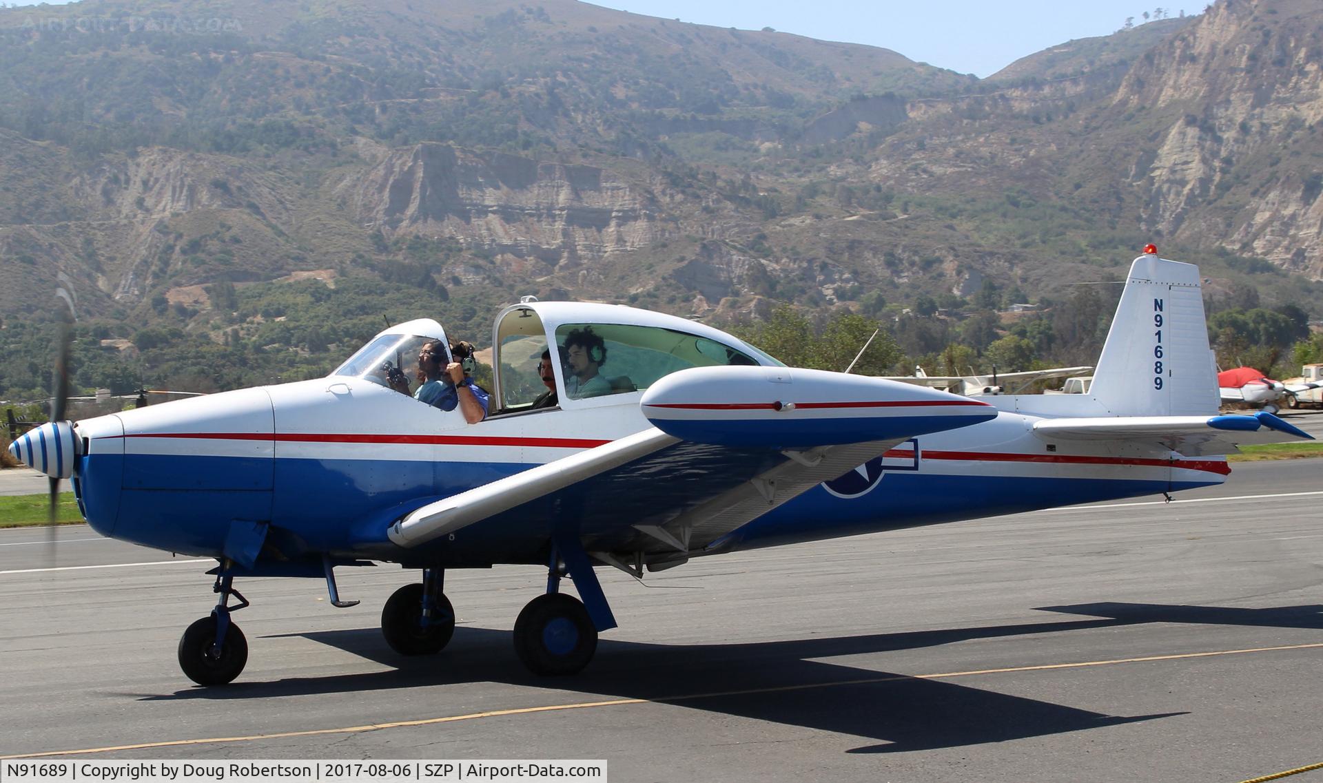 N91689, 1946 North American Navion (NA-145) C/N NAV-4-431, 1946 North American NAVION, Continental E225 upgrade, taxi back Young Eagles flight