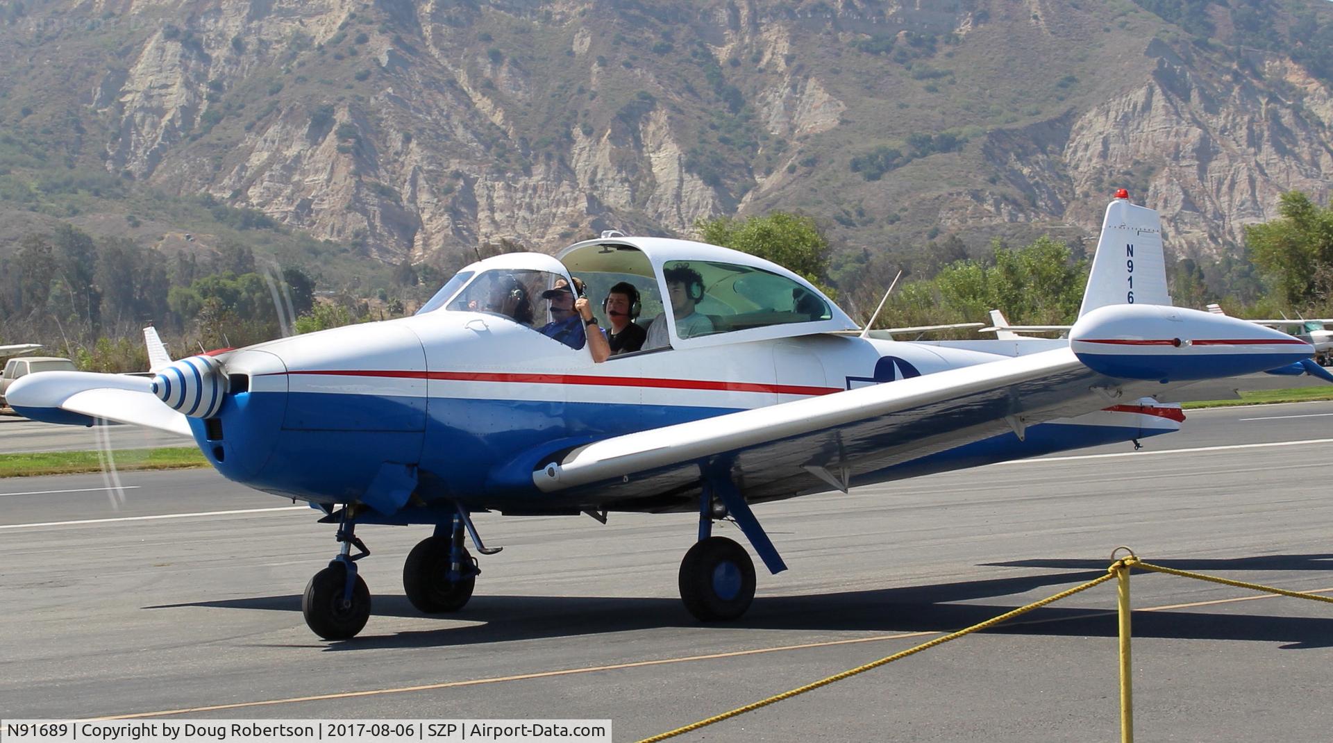 N91689, 1946 North American Navion (NA-145) C/N NAV-4-431, 1946 North American NAVION, Continental E225 upgrade, taxi back Young Eagles flight