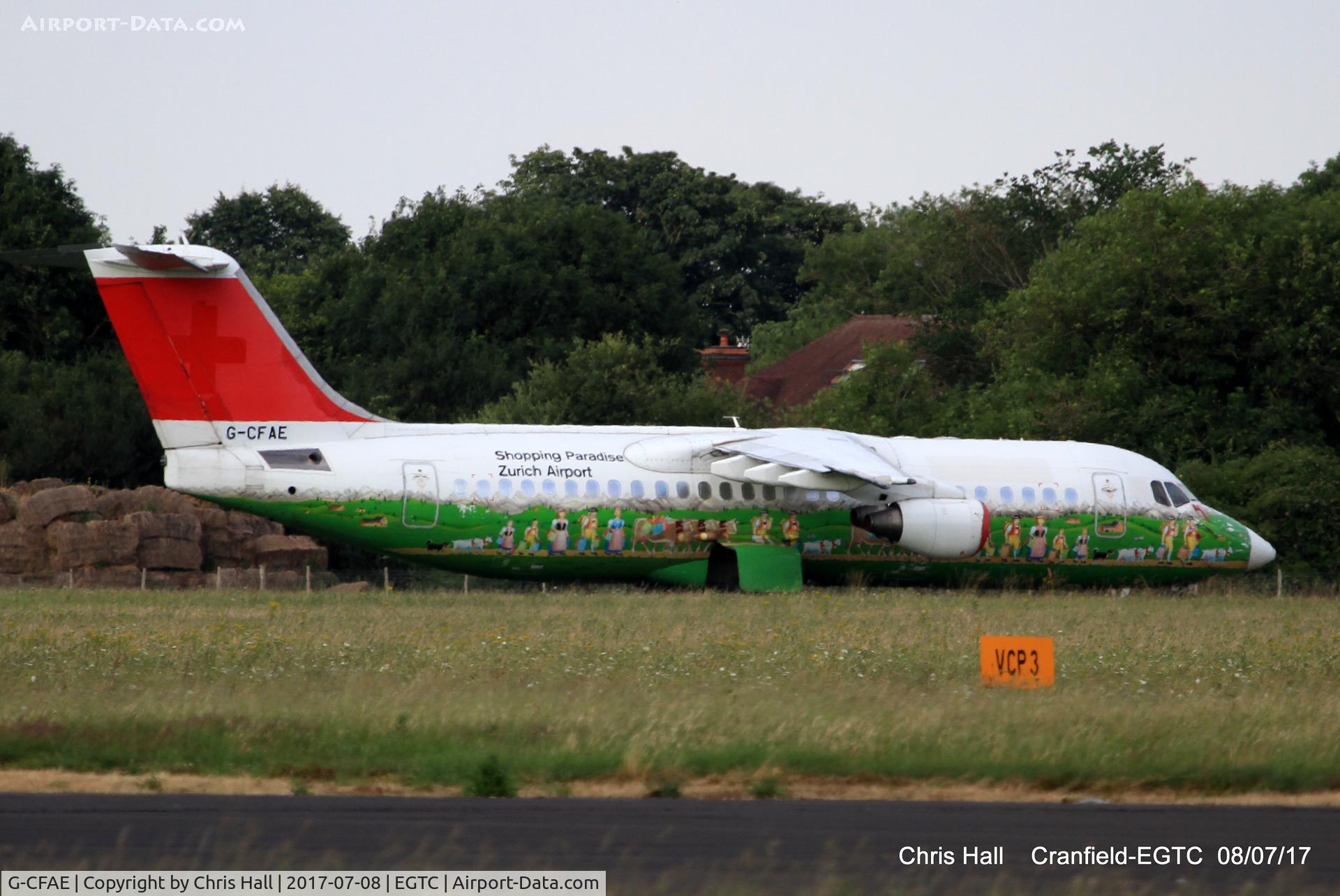 G-CFAE, 2001 British Aerospace Avro 146-RJ100 C/N E3381, stored at Cranfield