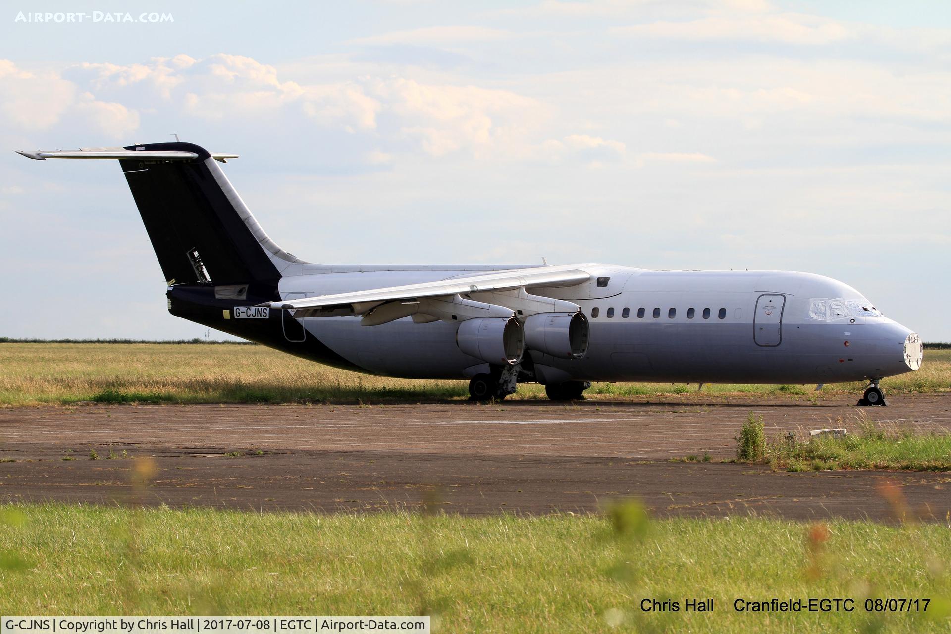 G-CJNS, 1999 British Aerospace Avro 146-RJ100 C/N E3342, stored at Cranfield