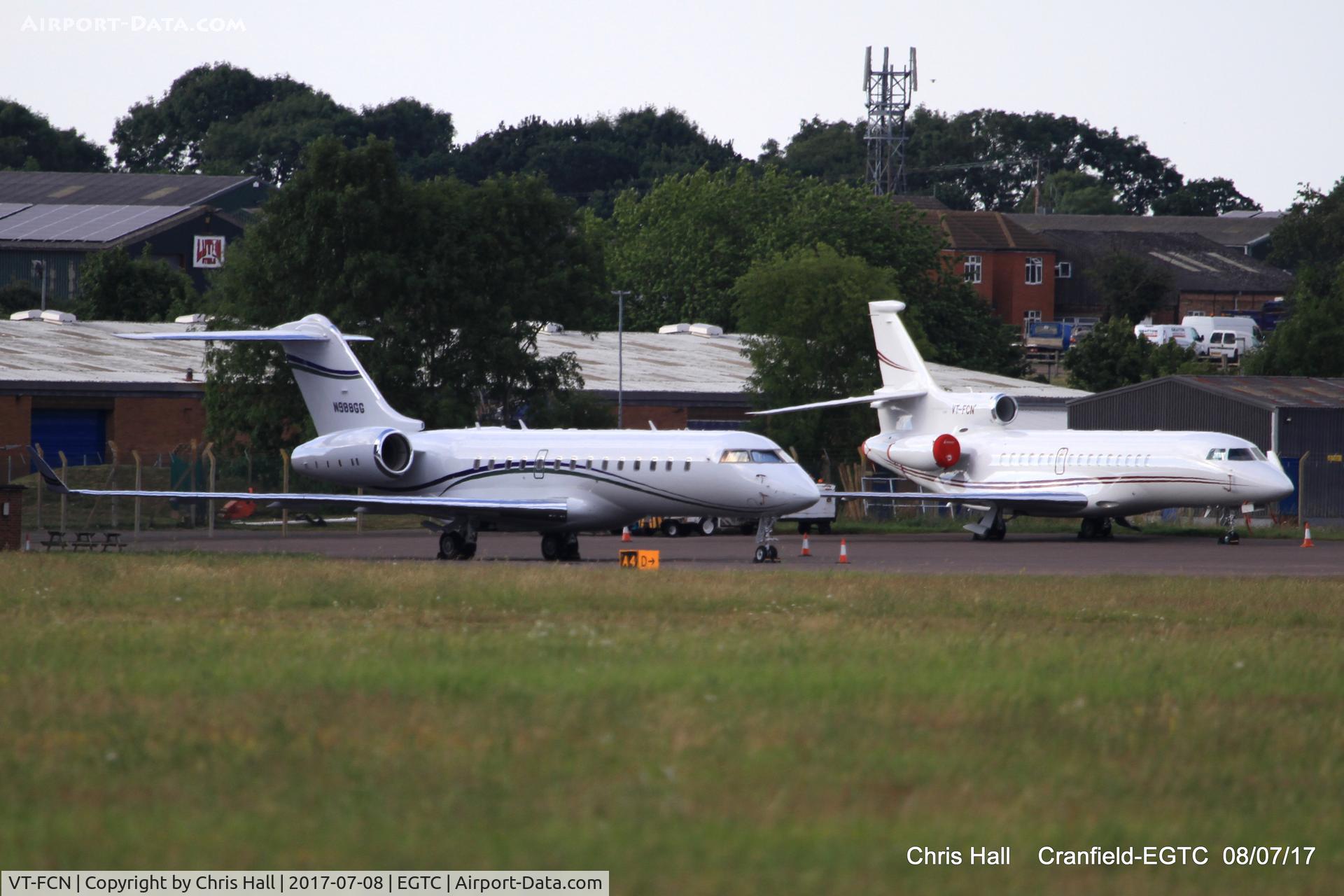 VT-FCN, Dassault Falcon 8X C/N 410, parked at Cranfield