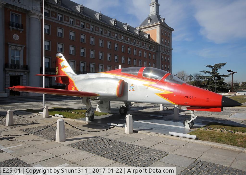 E25-01, CASA C-101EB Aviojet C/N EB01-01-001, Now preserved at the Spanish Air Force headquarters in Madrid Town.