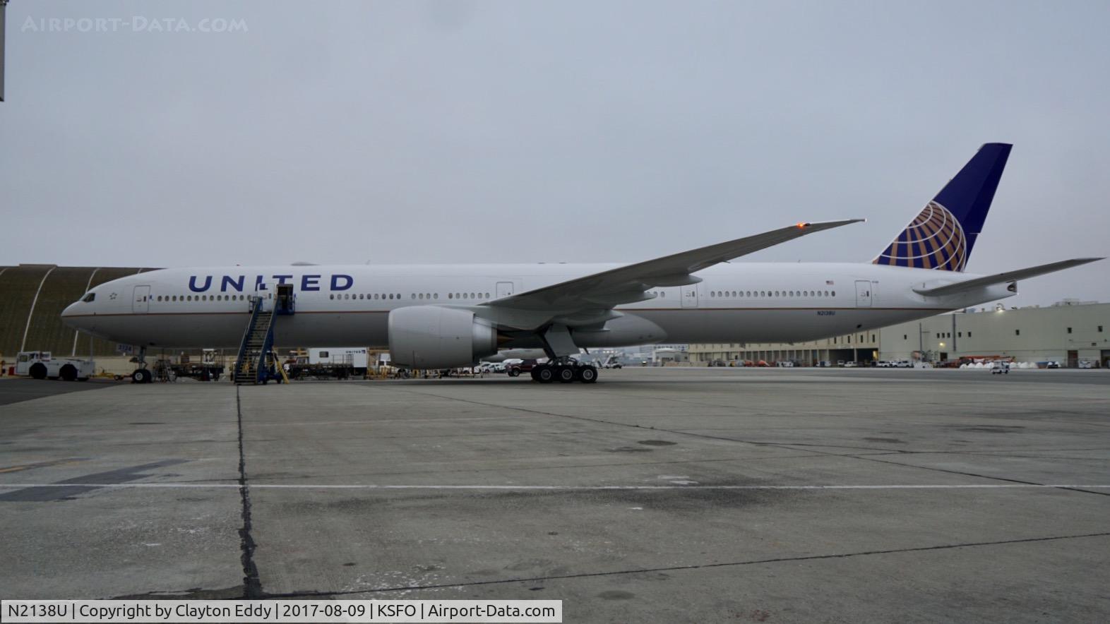 N2138U, 2017 Boeing 777-300/ER C/N 62649, Foggy San Francisco summer day. 2017.