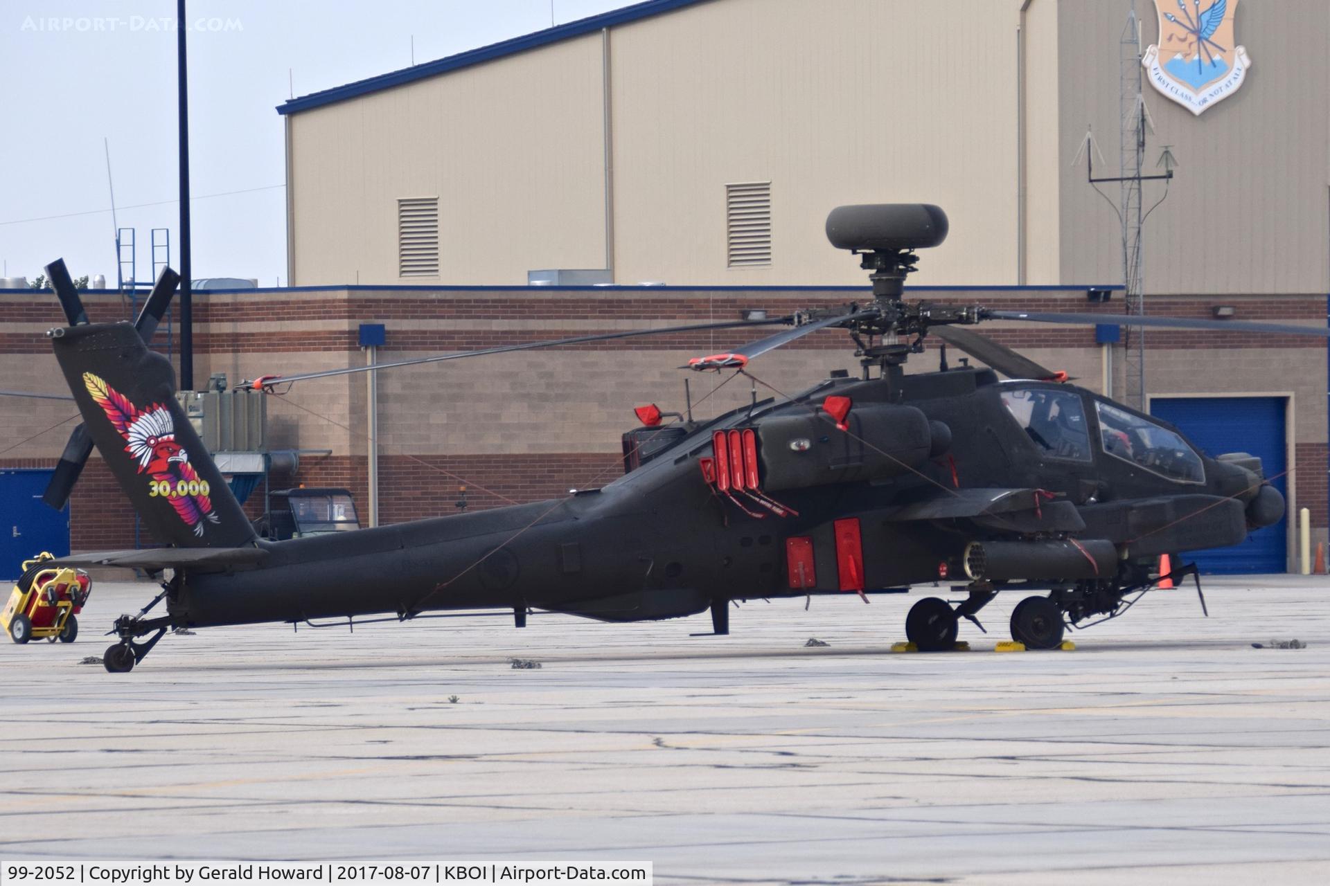 99-2052, 1999 Boeing AH-64D Apache C/N SN003, Parked on the Idaho ANG ramp.  120th Squadron, Royal Singapore Air Force. Being trained by 285th Aviation Regiment, Arizona Army National Guard.