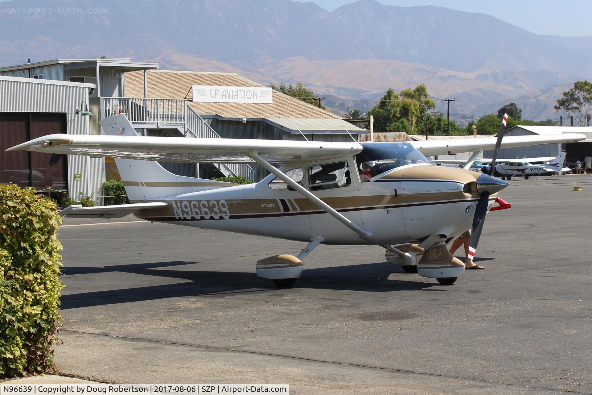 N96639, 1979 Cessna 182Q Skylane C/N 18266789, 1979 Cessna 182Q SKYLANE II, Continental O-470 260 Hp upgrade by STC, at SZP Fuel Dock.