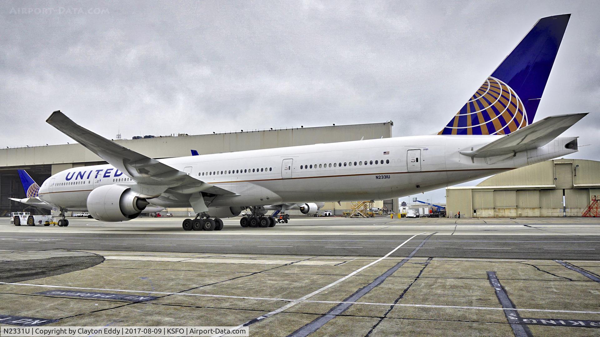 N2331U, 2016 Boeing 777-322/ER C/N 62642, Another fogging summer day in San Francisco. 2017.