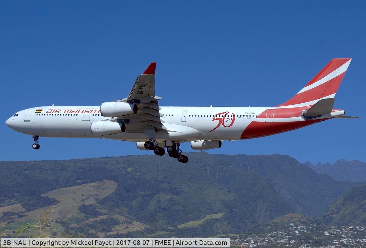3B-NAU, 1994 Airbus A340-312 C/N 076, With stickers '50 yrs'