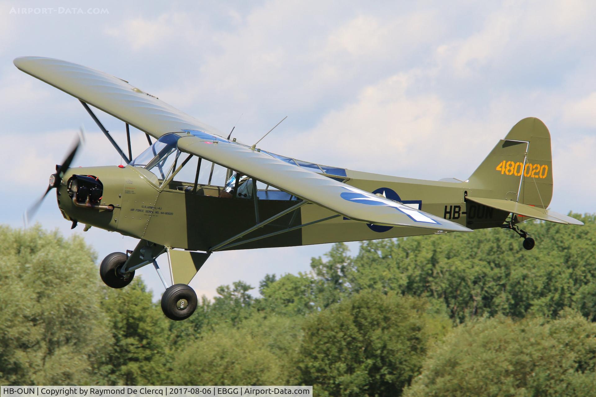 HB-OUN, 1944 Piper L-4H Grasshopper (J3C-65D) C/N 12316, Tailwheelmeet at Overboelare.