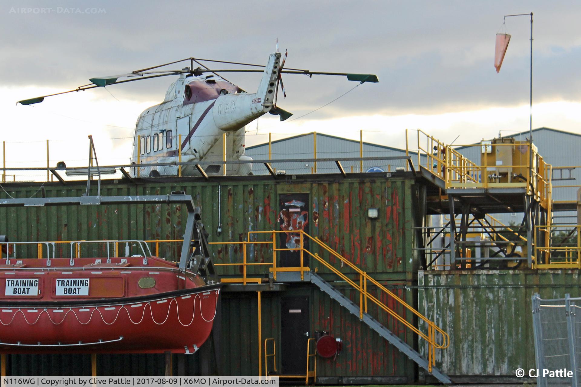 N116WG, Westland WG-30-100 C/N 016, On duty as a heli-deck trainer at the Offshore Training Base, Petrofac, Montrose, Angus, Scotland. ICAO X6MO used for reference only