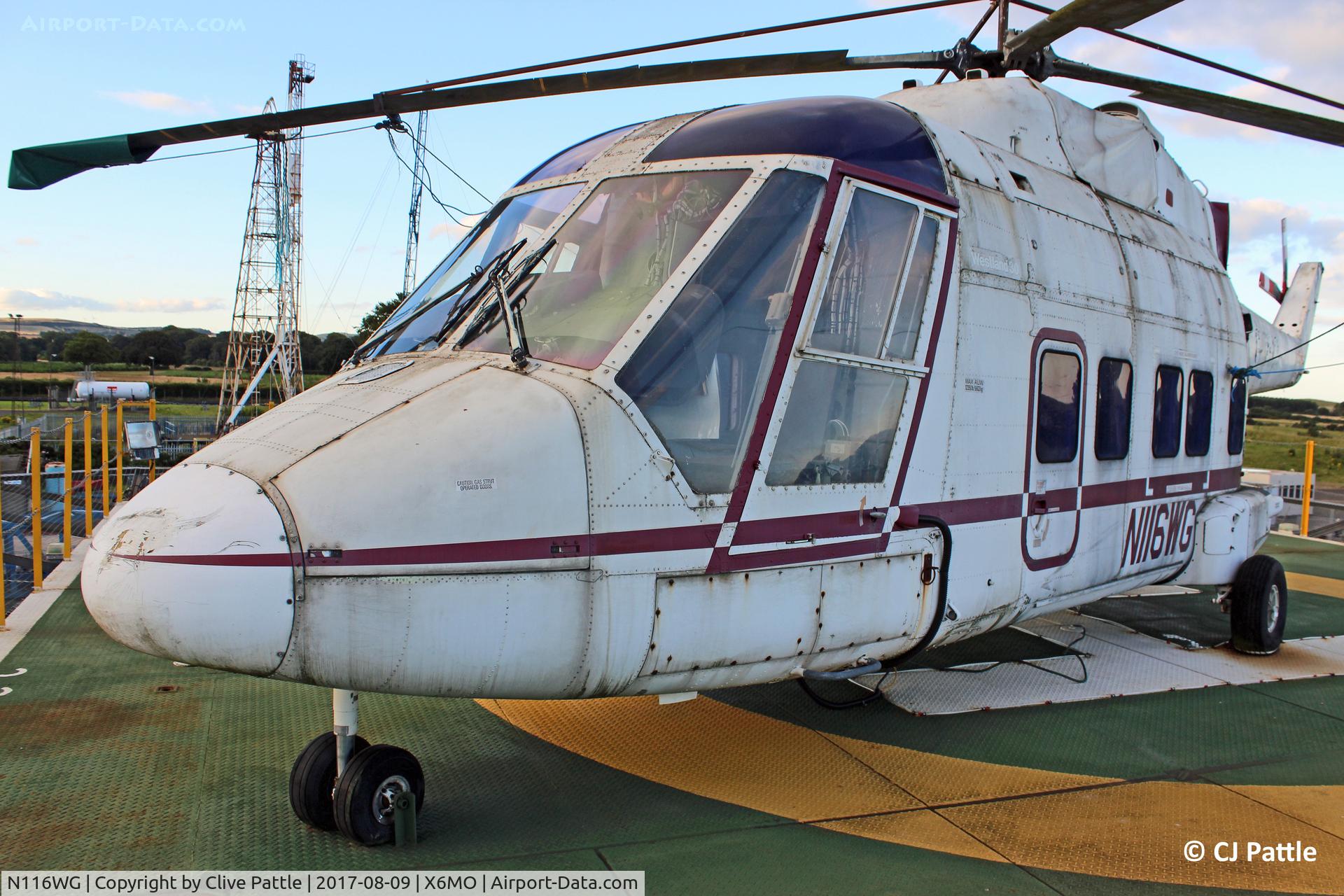 N116WG, Westland WG-30-100 C/N 016, On duty as a heli-deck trainer at the Offshore Training Base, Petrofac, Montrose, Angus, Scotland. ICAO X6MO used for reference only