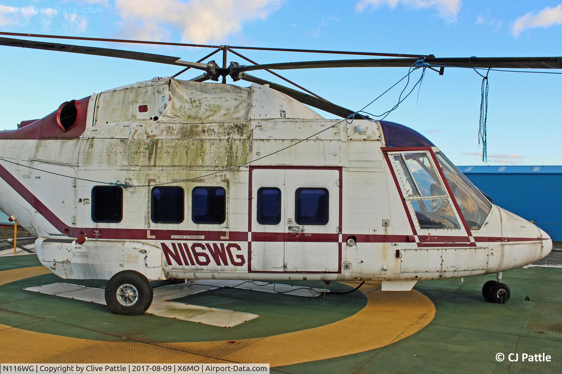 N116WG, Westland WG-30-100 C/N 016, On duty as a heli-deck trainer at the Offshore Training Base, Petrofac, Montrose, Angus, Scotland. ICAO X6MO used for reference only