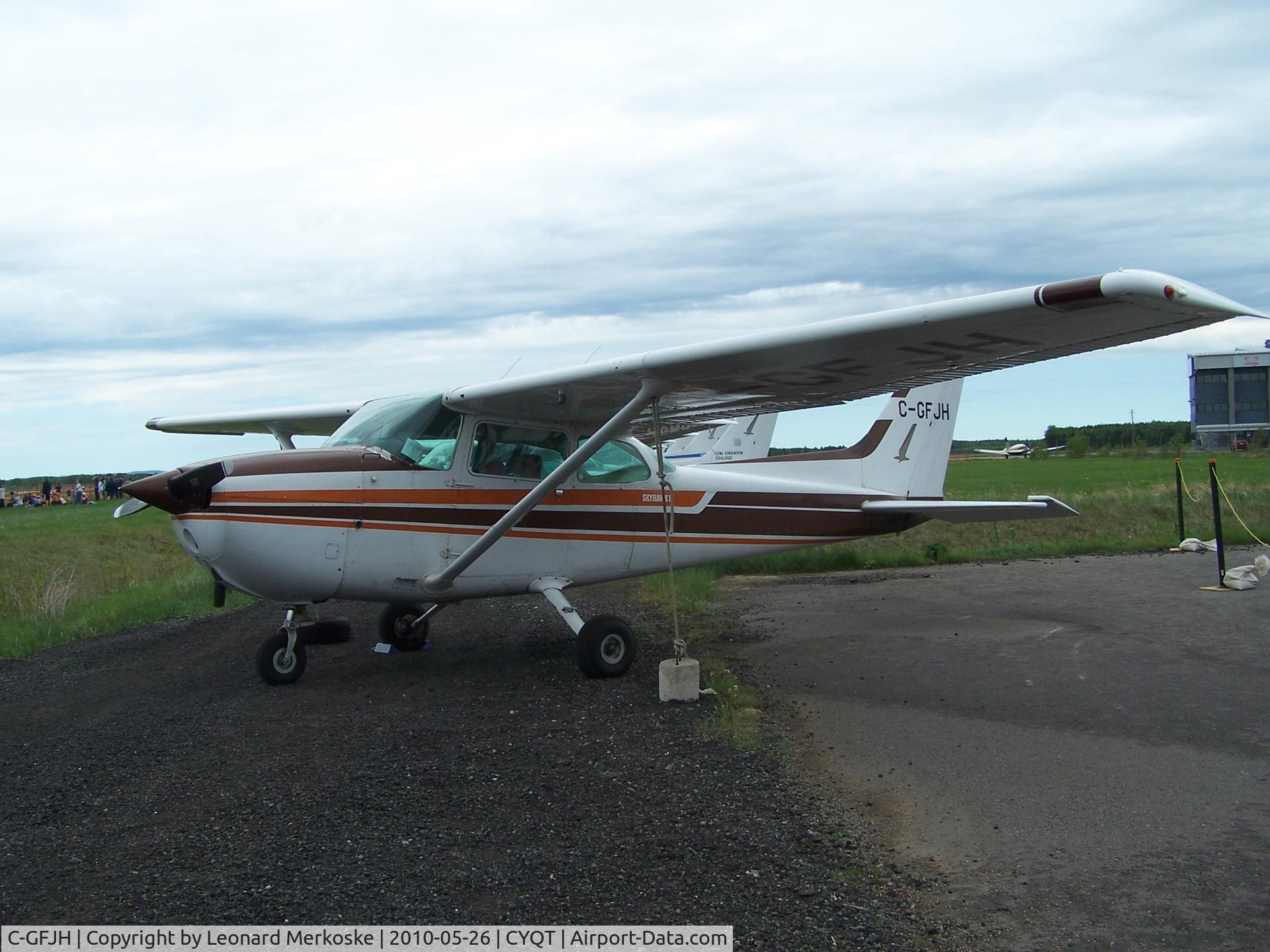 C-GFJH, 1980 Cessna 172N C/N 17273766, Pictured at Confederation College ACE airshow in May of 2010.  This aircraft was intercepted by USAF F-16s after being stolen then violating US airspace.